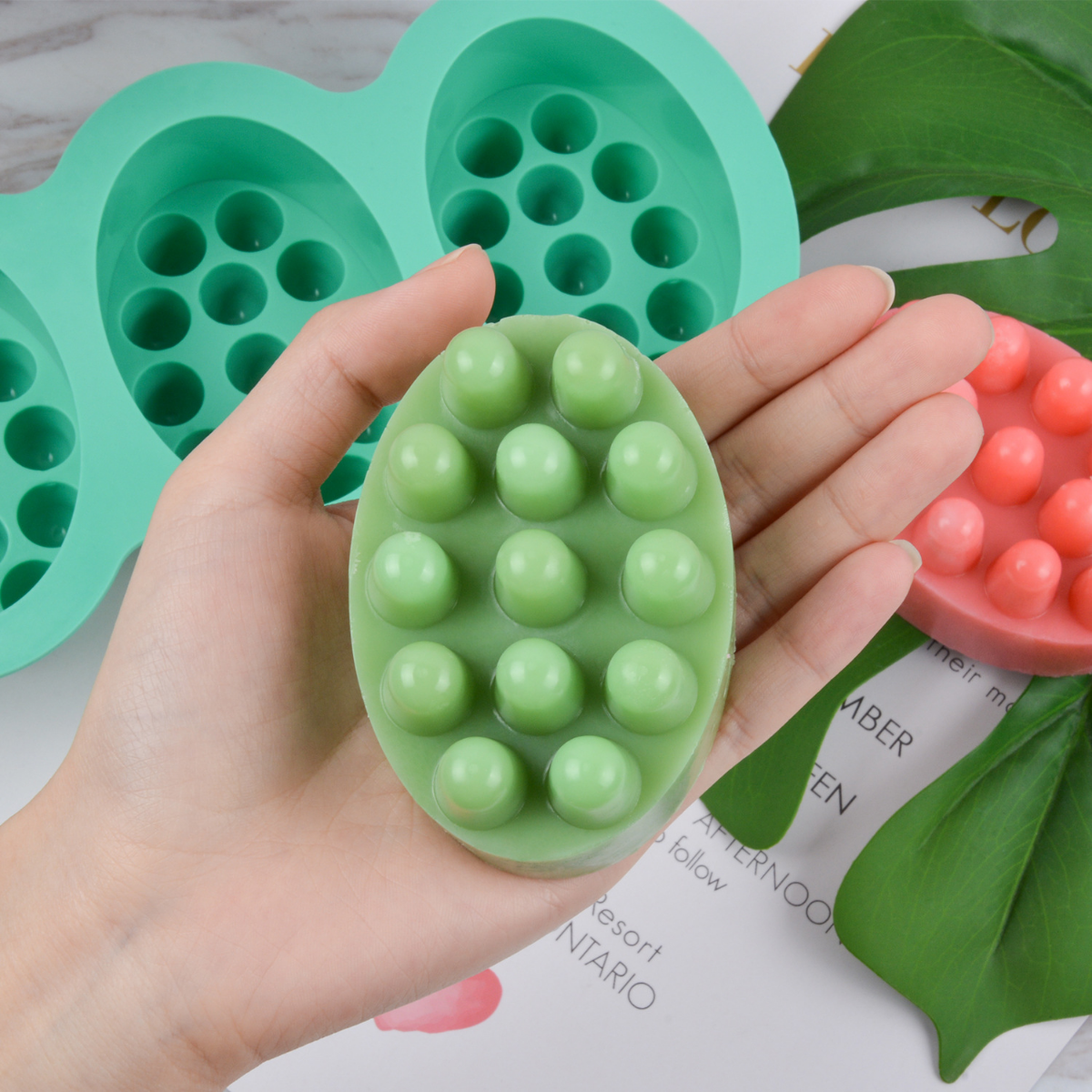 Bath Bomb Mold - 4 Hole Oval Massage Soap Silicone